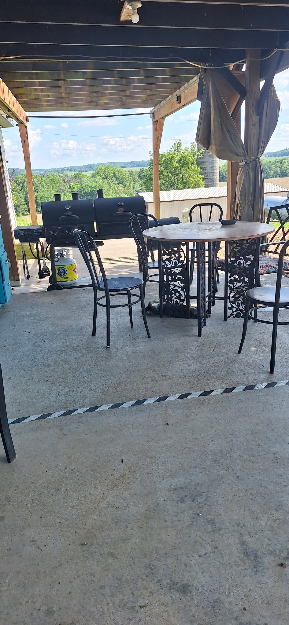 Outdoor kitchen near house
